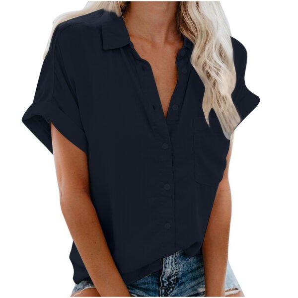 Ladies Lapel Button Shirt Summer