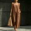Springsummer Strap Jumpsuit Loose-fit Simple And Elegant Sleeveless
