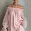 05d85bed-9000-4043-942d-901880453009.jpg Off-shoulder Loose-fit Pleated Boatneck Dress