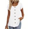 0715c3e7-fd54-40bf-a585-ed2a9af0d5d3.jpg Womens Elegant And Fashionable Solid-color Round-neck Short-sleeve Top