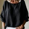 Womens Loose-fit Off-shoulder Top With Batwing Sleeves