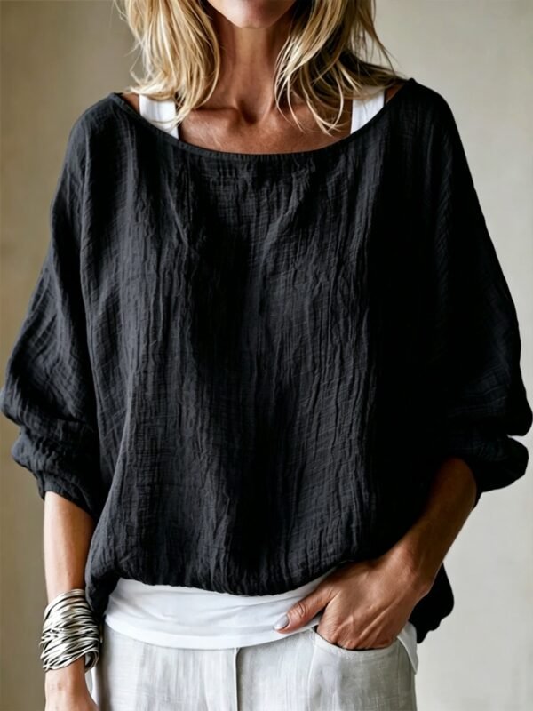 Womens Loose-fit Off-shoulder Top With Batwing Sleeves