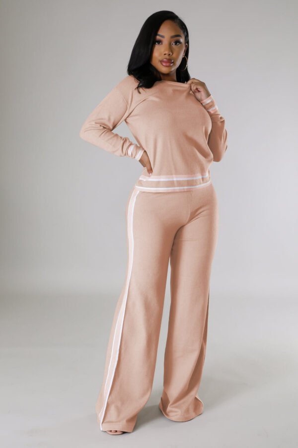 Womens Wide-Leg Casual Long Pants Set