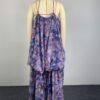 Floral-print Halter-neck High-low Ruffled Dress