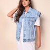 Womens Minimalist Casual Chic Denim Jacket Vest