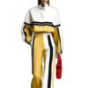 Color-block Sporty Hoodie And Wide-leg Pants Set