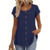 17cc6a08-7fbc-4660-9e11-46d1f6571e55.jpg Womens Elegant And Fashionable Solid-color Round-neck Short-sleeve Top