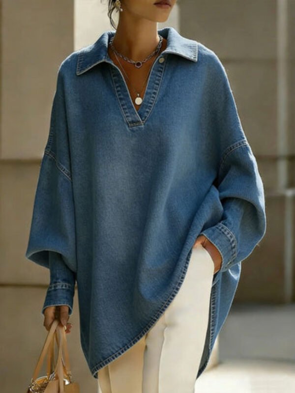 17f374ab-d351-477a-8b1c-403aa1d6e6ed.jpg Women's Loose-fitting Casual Denim Shirt For Commuting
