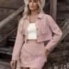 Womens Tassel Faux Suede Loose-fit Set