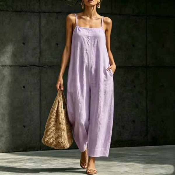 Springsummer Strap Jumpsuit Loose-fit Simple And Elegant Sleeveless
