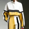 Color-block Sporty Hoodie And Wide-leg Pants Set