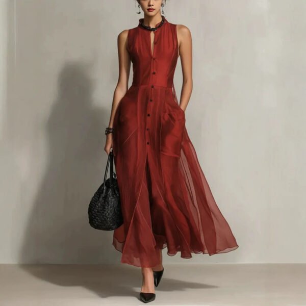 Elegant Solid-color Loose-fitting Minimalist Casual Dress