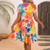 Summer New Floral-print Midi Dress Elegant One-piece Gown