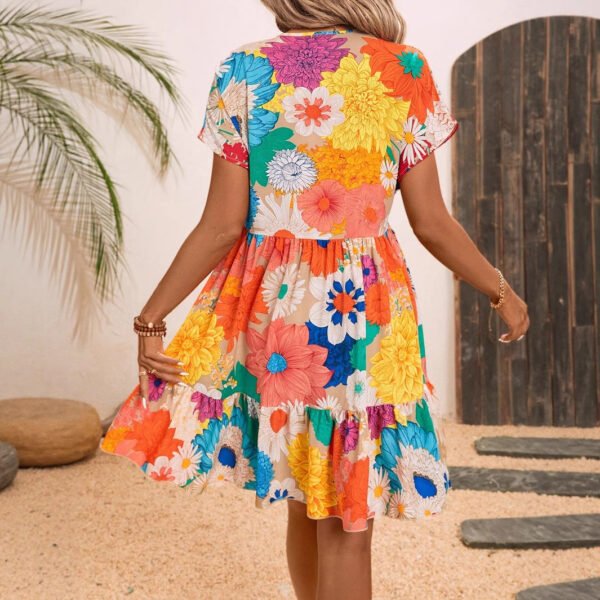 Summer New Floral-print Midi Dress Elegant One-piece Gown