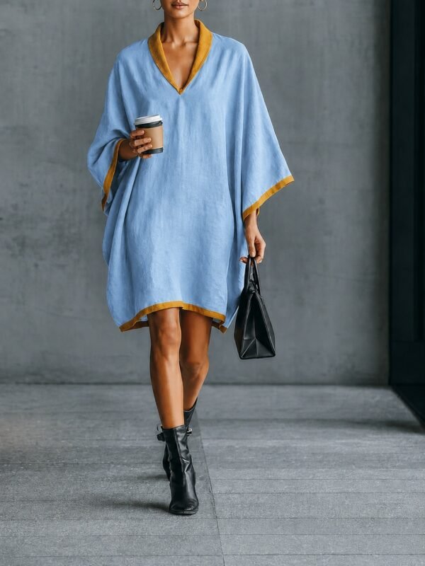 Relaxed-fit Linen-blend V-neck Dress