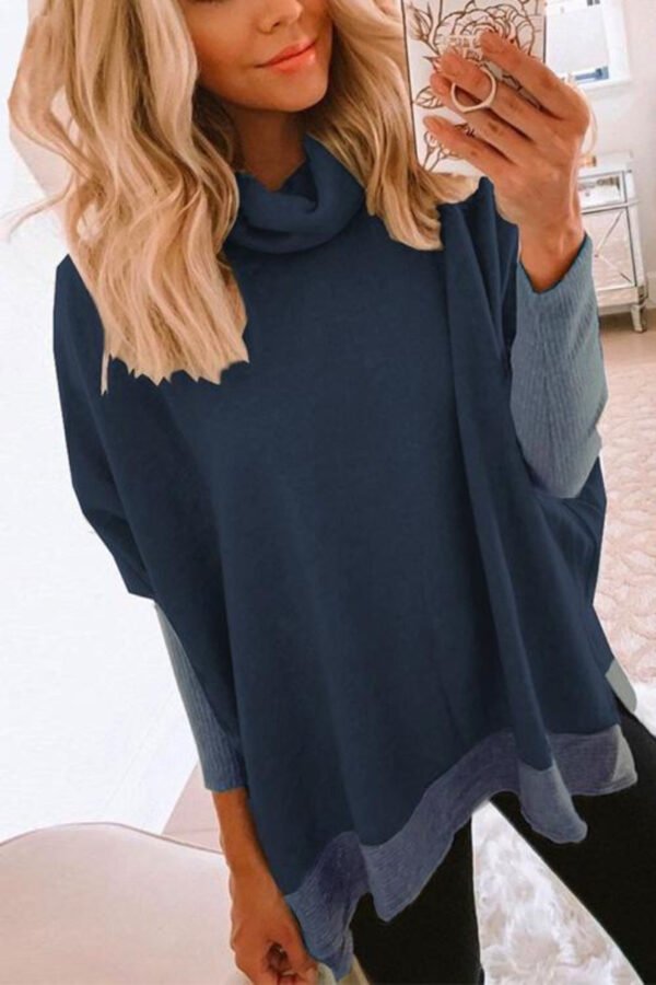 Women's High Neck Knitted Sweater Loose Sweatshirt