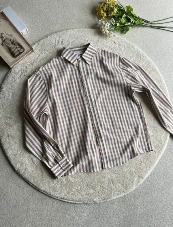 Retro Blue And White Striped Washed 100 Cotton Shirt