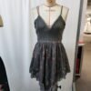 Western Floral Lace Trim Spaghetti Strap Smocked Irregular Hem Mini Dress