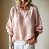 Womens Loose-fit Off-shoulder Top With Batwing Sleeves
