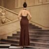 Glitter Halter Neck Mermaid Evening Gown