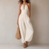 Bohemian-style Backless Hollow-out Lantern-leg Jumpsuit