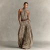Solid-color Sleeveless Halter-neck Slim-fit Jumpsuit For Women