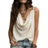 Halterneck Tank Top With Metal Embellishments, Sleeveless Womens Top