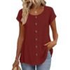 446b9bb4-d863-4c63-84af-34d2350fdee4.jpg Womens Elegant And Fashionable Solid-color Round-neck Short-sleeve Top