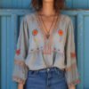 Designer-style V-neck Loose-fit Long-sleeve Top