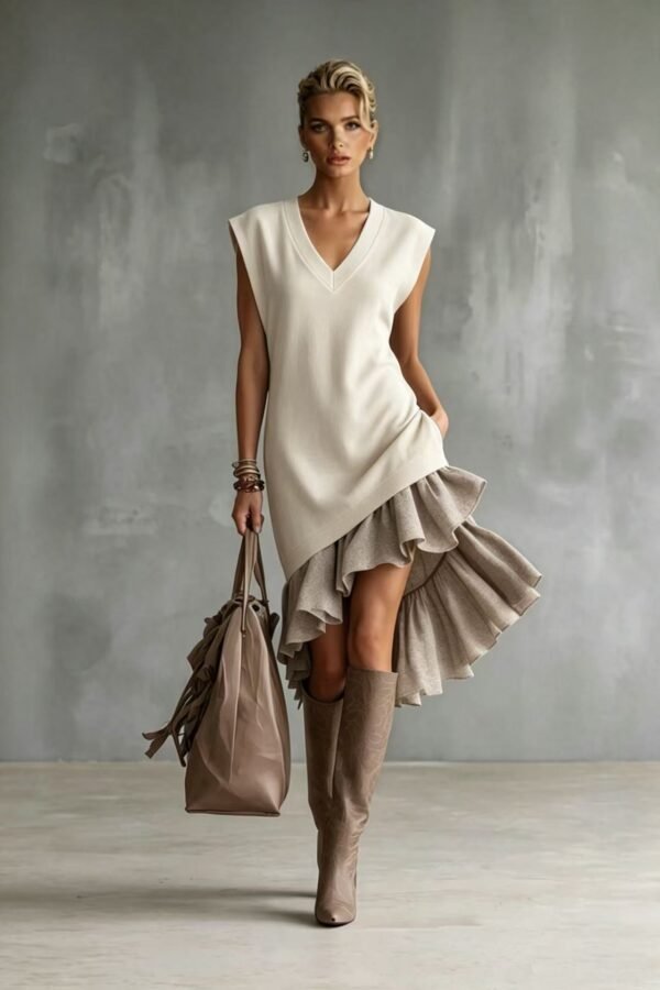 4a88d007-7262-4114-a451-a0da98eb429d.jpg Solid-color Casual European-American Style Flounced Midi Skirt