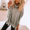 Women's High Neck Knitted Sweater Loose Sweatshirt