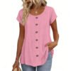 4c195ba8-4e5f-4288-8c08-ffc766c18e3e.jpg Womens Elegant And Fashionable Solid-color Round-neck Short-sleeve Top