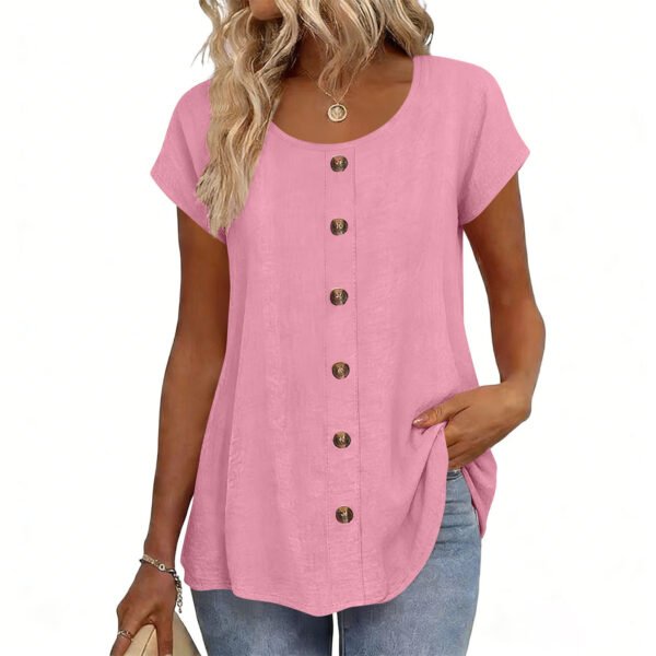 4c195ba8-4e5f-4288-8c08-ffc766c18e3e.jpg Womens Elegant And Fashionable Solid-color Round-neck Short-sleeve Top