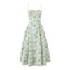 Square-neck  Structured Underwire Waist-cinching Pleated Dress