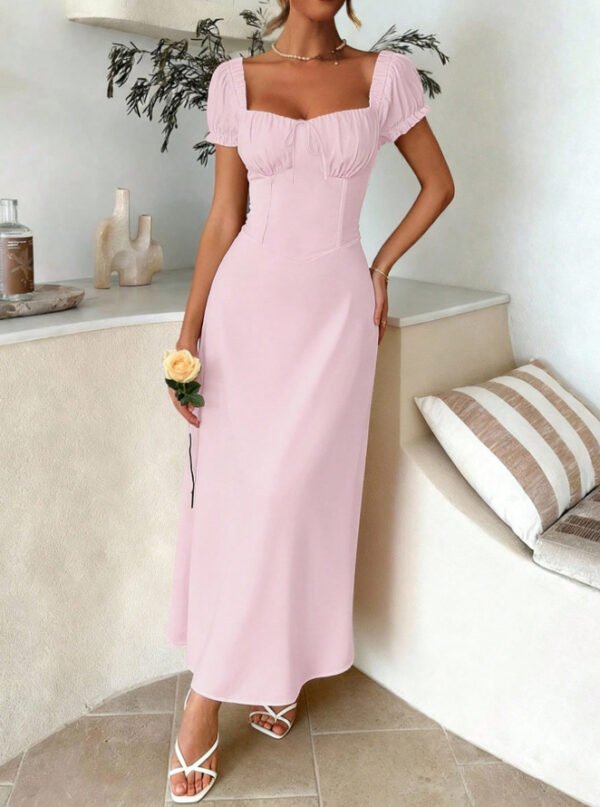 Womens Solid Color Fashionable Bandage Style Loose Dress