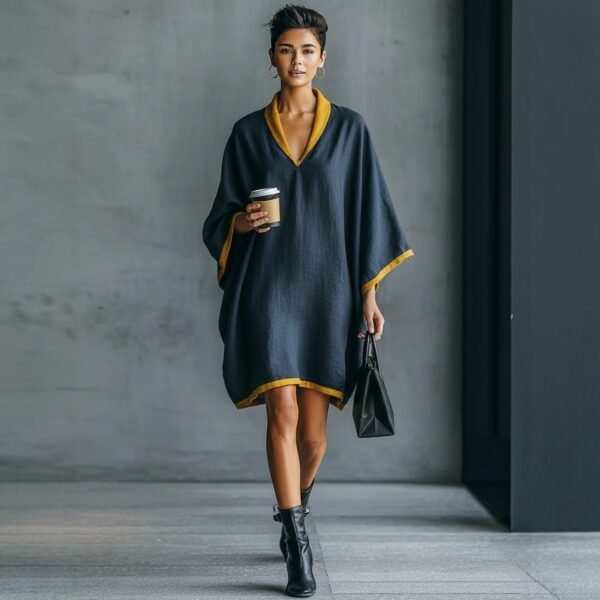 Relaxed-fit Linen-blend V-neck Dress