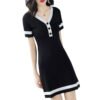 Womens Short-sleeved Fashionable Age-reducing Knit Dress