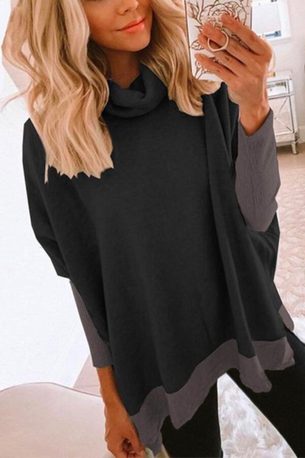 Women's High Neck Knitted Sweater Loose Sweatshirt