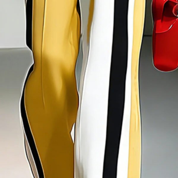Color-block Sporty Hoodie And Wide-leg Pants Set