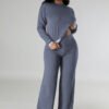 Womens Wide-Leg Casual Long Pants Set