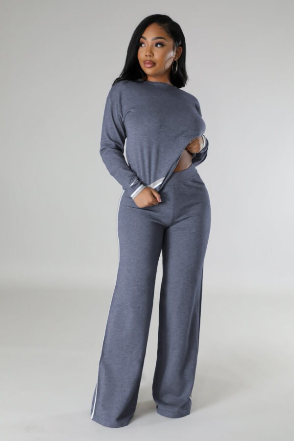 Womens Wide-Leg Casual Long Pants Set