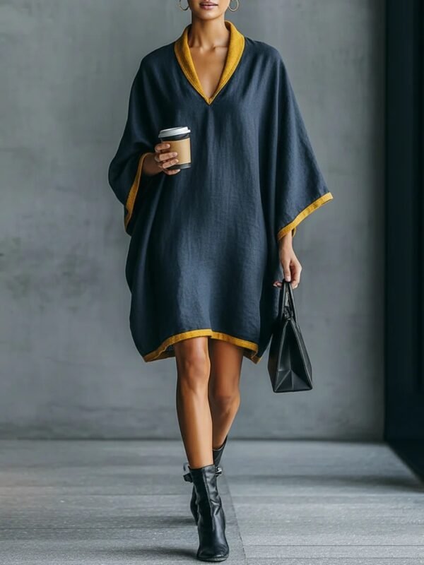 Relaxed-fit Linen-blend V-neck Dress