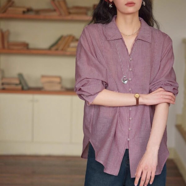 French-striped Lightweight Sun-protection Shirt