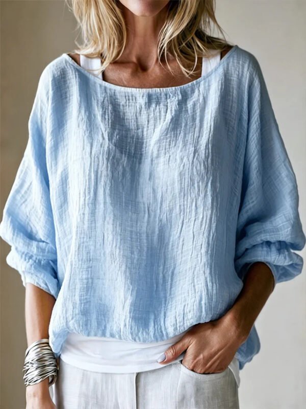 Womens Loose-fit Off-shoulder Top With Batwing Sleeves