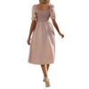 7167978e-71f2-4ffb-bf6e-97c35123dc6d.jpg Womens Square-neck Pleated Short-sleeve Dress With Buttons