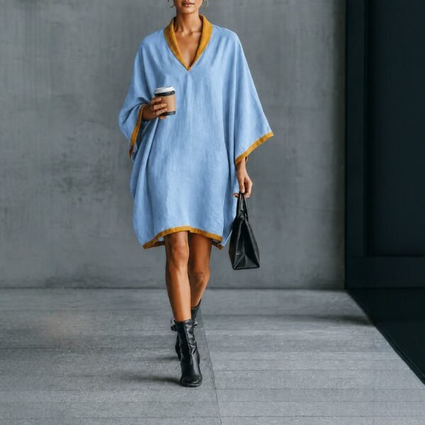 Relaxed-fit Linen-blend V-neck Dress