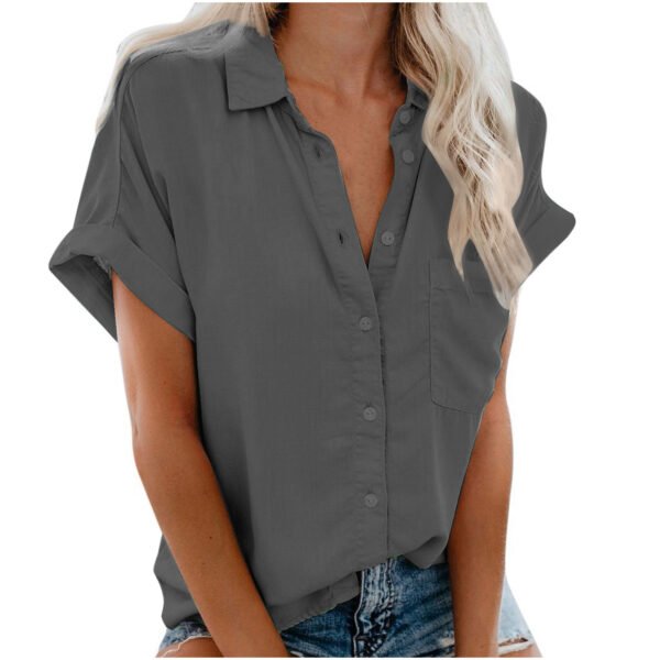 Ladies Lapel Button Shirt Summer