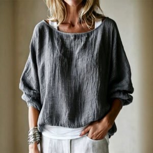 Womens Loose-fit Off-shoulder Top With Batwing Sleeves