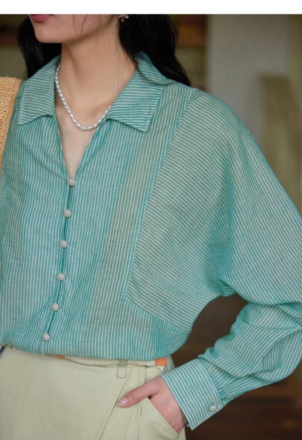 French-striped Lightweight Sun-protection Shirt