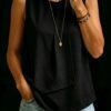 82d987ca-66d8-41c2-b097-d5d554949e9e.jpg Womens Solid-color Crew-neck Loose-fitting Sleeveless Tank Top